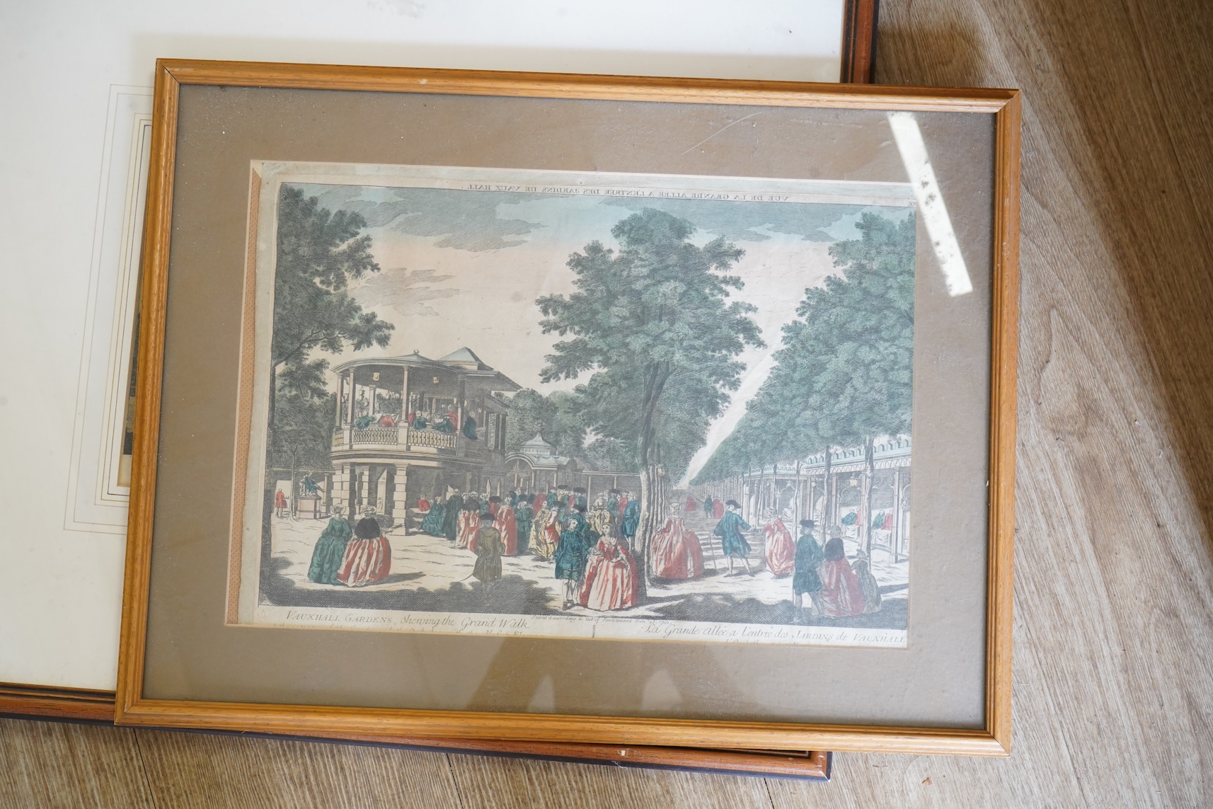 A collection of 18th century and later prints and engravings to include: After J Faber, Gulielmus Bateman, dated 1714 in the plate, View of London from Greenwich Park, hand coloured engraving and Vauxhall Gardens, The Gr